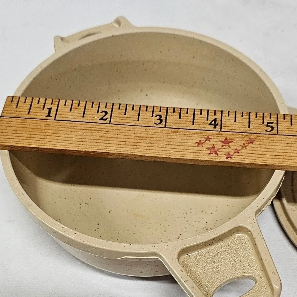 LittonWare Vintage Microwave Oven Simmer Pot with Lid Speckled Tan 39278 39277